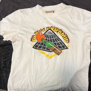 Black Pyramid White Graphic Tee with Pyramid Design